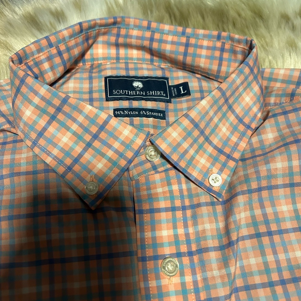 The Southern Shirt Company Orange and Blue Plaid Button Down
